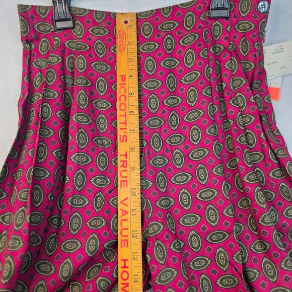 80s David Brooks Pleated Pants Abstract Size 8 Crimson USA Vintage Deadstock - Picture 7 of 7